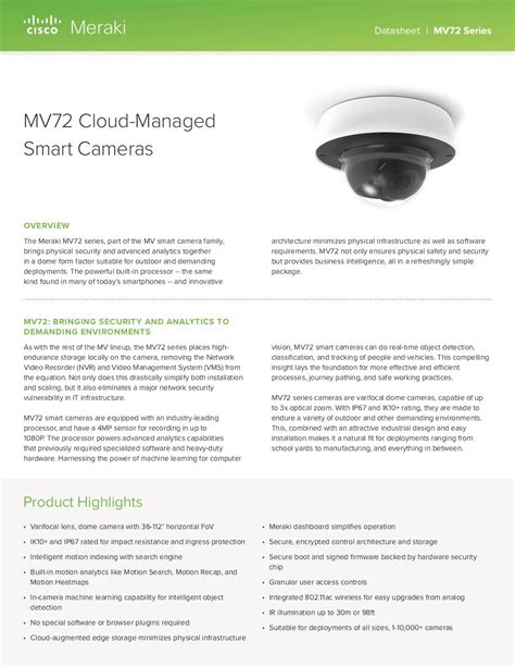 meraki cameras datasheet